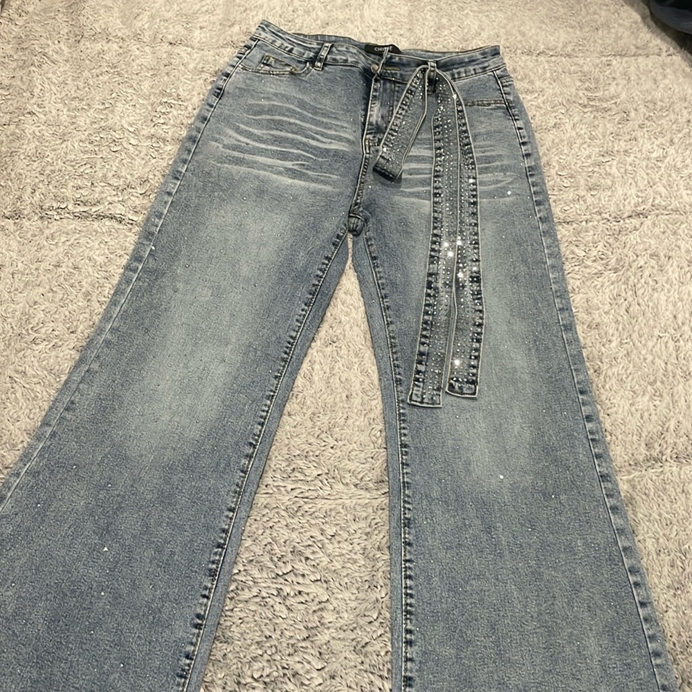 Brand new rhinestone flare jeans